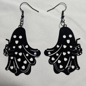 Ghost Holding A Drink Earrings Handmade